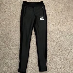 FILA Black Leather Stretch Pants/Leggings X Small Never Warn with Tag